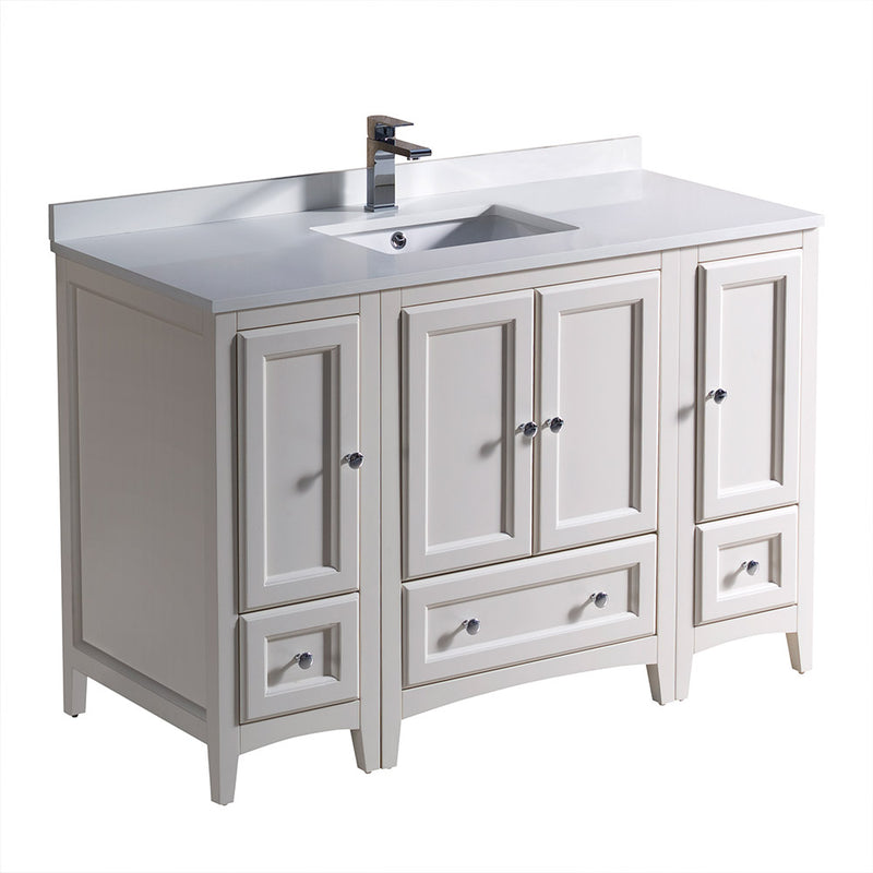 Fresca Oxford 48" Antique White Traditional Bathroom Cabinets w/ Top & Sink FCB20-122412AW-CWH-U