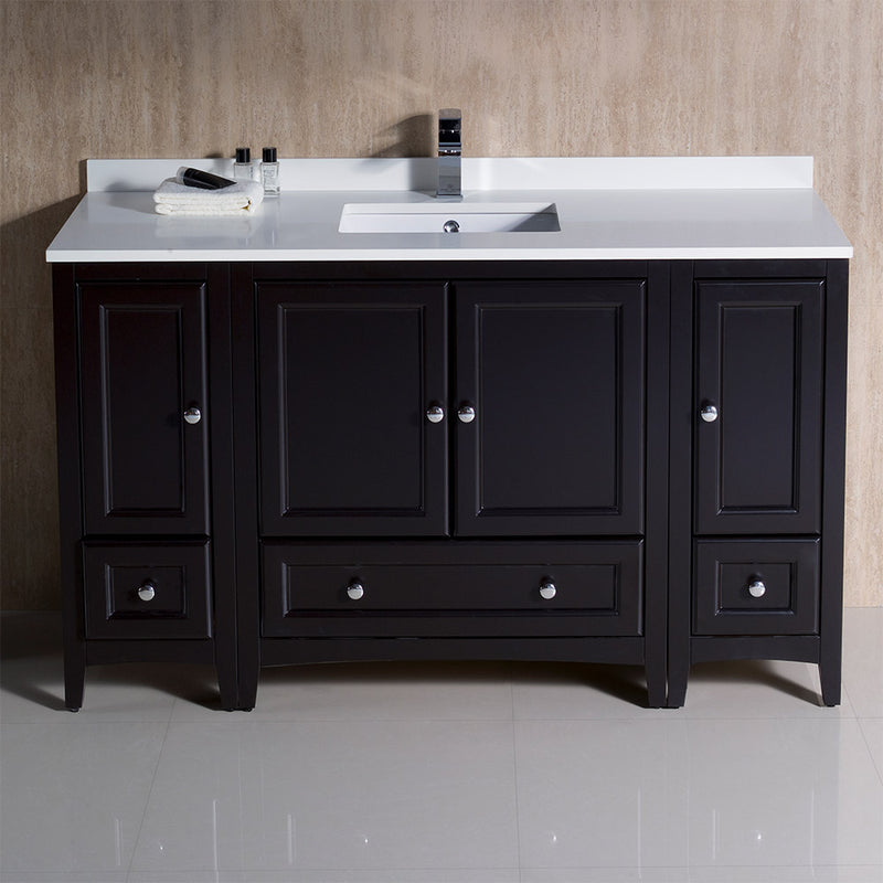 Fresca Oxford 54" Espresso Traditional Bathroom Cabinets with Top and Sink FCB20-123012ES-CWH-U