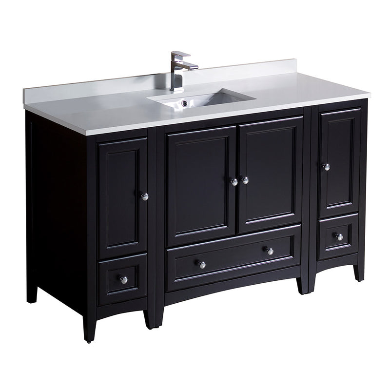 Fresca Oxford 54" Espresso Traditional Bathroom Cabinets w/ Top & Sink FCB20-123012ES-CWH-U