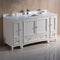 Fresca Oxford 60" Antique White Traditional Bathroom Cabinets with Top and Sink FCB20-123612AW-CWH-U