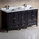 Fresca Oxford 60" Espresso Traditional Double Sink Bathroom Cabinets with Top and Sinks FCB20-241224ES-CWH-U