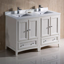 Fresca Oxford 48" Antique White Traditional Double Sink Bathroom Cabinets with Top and Sinks FCB20-2424AW-CWH-U