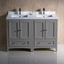 Fresca Oxford 48" Gray Traditional Double Sink Bathroom Cabinets with Top and Sinks FCB20-2424GR-CWH-U