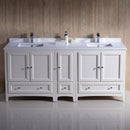 Fresca Oxford 72" Antique White Traditional Double Sink Bathroom Cabinets with Top and Sinks FCB20-301230AW-CWH-U