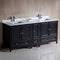 Fresca Oxford 72" Espresso Traditional Double Sink Bathroom Cabinets with Top and Sinks FCB20-301230ES-CWH-U