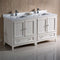 Fresca Oxford 60" Antique White Traditional Double Sink Bathroom Cabinets with Top and Sinks FCB20-3030AW-CWH-U