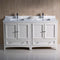 Fresca Oxford 60" Antique White Traditional Double Sink Bathroom Cabinets with Top and Sinks FCB20-3030AW-CWH-U