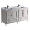 Fresca Oxford 60" Antique White Traditional Double Sink Bathroom Cabinets w/ Top & Sinks FCB20-3030AW-CWH-U