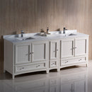 Fresca Oxford 84" Antique White Traditional Double Sink Bathroom Cabinets with Top and Sinks FCB20-361236AW-CWH-U