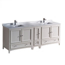 Fresca Oxford 84" Antique White Traditional Double Sink Bathroom Cabinets w/ Top & Sinks FCB20-361236AW-CWH-U