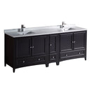 Fresca Oxford 84" Espresso Traditional Double Sink Bathroom Cabinets w/ Top & Sinks FCB20-361236ES-CWH-U