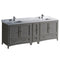 Fresca Oxford 84" Gray Traditional Double Sink Bathroom Cabinets w/ Top & Sinks FCB20-361236GR-CWH-U