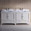 Fresca Oxford 72" Antique White Traditional Double Sink Bathroom Cabinets with Top and Sinks FCB20-3636AW-CWH-U