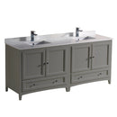 Fresca Oxford 72" Gray Traditional Double Sink Bathroom Cabinets w/ Top & Sinks FCB20-3636GR-CWH-U