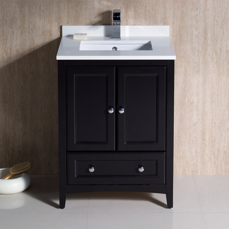 Fresca Oxford 24" Espresso Traditional Bathroom Cabinet with Top and Sink FCB2024ES-CWH-U