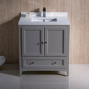 Fresca Oxford 30" Gray Traditional Bathroom Cabinet with Top and Sink FCB2030GR-CWH-U