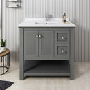 Fresca Manchester Regal 36" Gray Wood Veneer Traditional Bathroom Cabinet with Top and Sink FCB2336VG-CWH-U