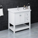 Fresca Manchester 36" White Traditional Bathroom Cabinet with Top and Sink FCB2336WH-CWH-U