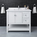 Fresca Manchester 42" White Traditional Bathroom Cabinet with Top and Sink FCB2340WH-CWH-U