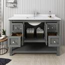 Fresca Manchester Regal 48" Gray Wood Veneer Traditional Bathroom Cabinet with Top and Sink FCB2348VG-CWH-U