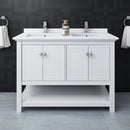 Fresca Manchester 48" White Traditional Double Sink Bathroom Cabinet with Top and Sinks FCB2348WH-D-CWH-U