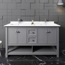 Fresca Manchester 60" Gray Traditional Double Sink Bathroom Cabinet with Top and Sinks FCB2360GR-D-CWH-U