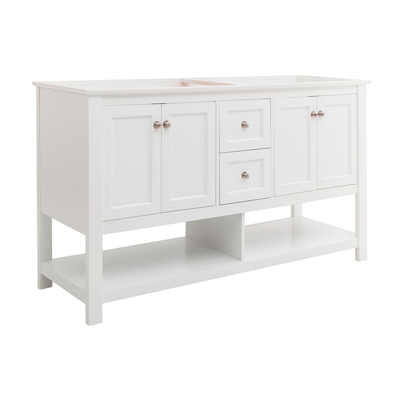 Fresca Manchester 60" White Traditional Double Sink Bathroom Cabinet FCB2360WH-D