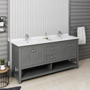 Fresca Manchester Regal 72" Gray Wood Veneer Traditional Double Sink Bathroom Cabinet with Top and Sinks FCB2372VG-D-CWH-U