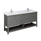 Fresca Manchester Regal 72" Gray Wood Veneer Traditional Double Sink Bathroom Cabinet w/ Top & Sinks FCB2372VG-D-CWH-U