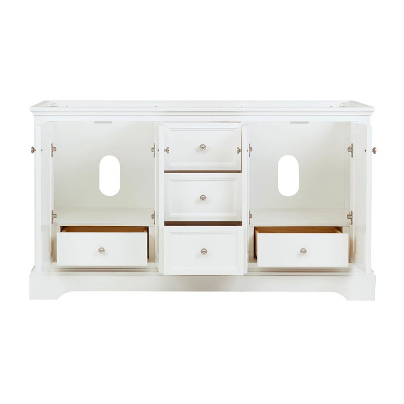 Fresca Windsor 60" Matte White Traditional Double Sink Bathroom Cabinet FCB2460WHM