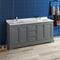 Fresca Windsor 72" Gray Textured Traditional Double Sink Bathroom Cabinet with Top and Sinks FCB2472GRV-CWH-U