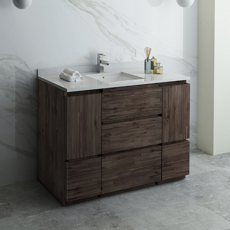 Fresca Formosa 48" Floor Standing Modern Bathroom Cabinet with Top and Sink FCB31-122412ACA-FC-CWH-U