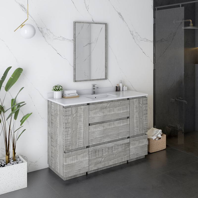 Fresca Formosa 48" Floor Standing Modern Bathroom Cabinet with Top and Sink in Ash FCB31-122412ASH-FC-CWH-U