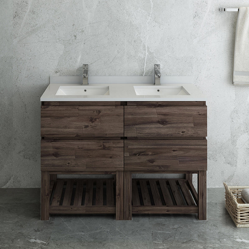 Fresca Formosa 46" Floor Standing Open Bottom Double Sink Modern Bathroom Cabinet FCB31-2424ACA-FS