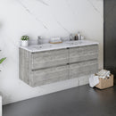 Fresca Formosa 48" Wall Hung Double Sink Modern Bathroom Cabinet with Top and Sinks in Ash FCB31-2424ASH-CWH-U