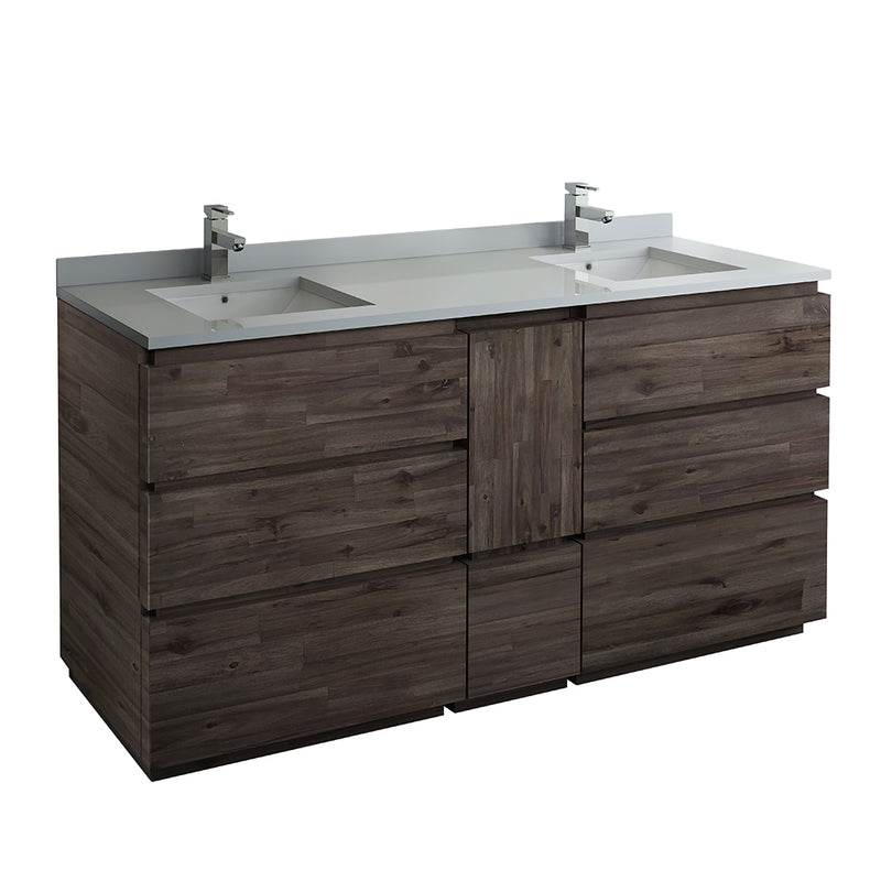 Fresca Formosa 72" Floor Standing Double Sink Modern Bathroom Cabinet w/ Top & Sinks FCB31-301230ACA-FC-CWH-U