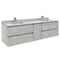 Fresca Formosa 72" Wall Hung Double Sink Modern Bathroom Cabinet w/ Top & Sinks in Ash FCB31-301230ASH-CWH-U