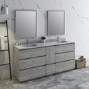 Fresca Formosa 72" Floor Standing Double Sink Modern Bathroom Cabinet with Top and Sinks in Ash FCB31-301230ASH-FC-CWH-U