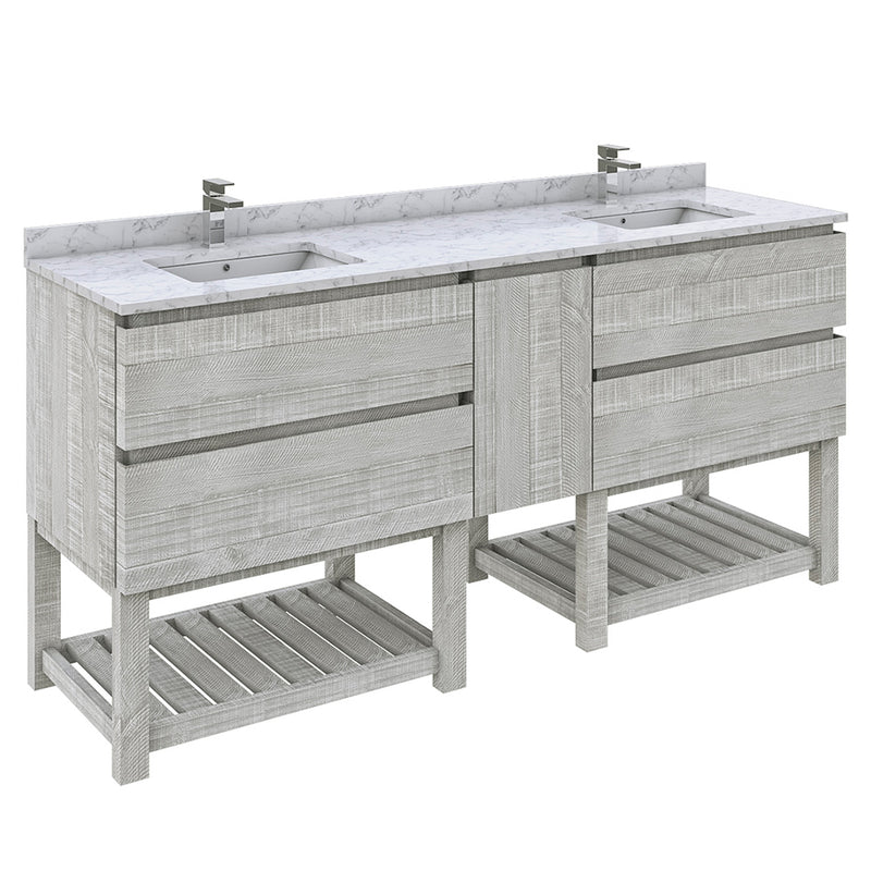 Fresca Formosa 72" Floor Standing Open Bottom Double Sink Modern Bathroom Cabinet w/ Top & Sinks in Ash FCB31-301230ASH-FS-CWH-U