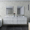 Fresca Formosa 70" Wall Hung Double Sink Modern Bathroom Cabinet in Rustic White FCB31-301230RWH