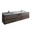 Fresca Formosa 84" Wall Hung Double Sink Modern Bathroom Cabinet w/ Top & Sinks FCB31-361236ACA-CWH-U