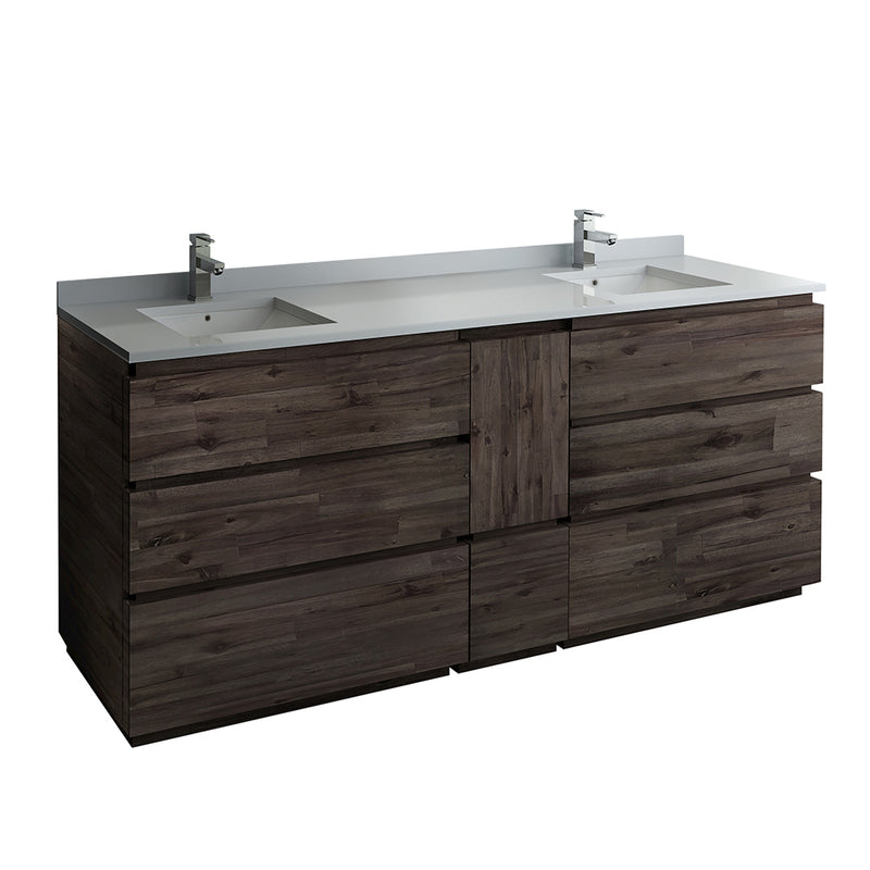 Fresca Formosa 84" Floor Standing Double Sink Modern Bathroom Cabinet w/ Top & Sinks FCB31-361236ACA-FC-CWH-U