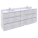 Fresca Formosa 84" Floor Standing Double Sink Modern Bathroom Cabinet w/ Top & Sinks in Rustic White FCB31-361236RWH-FC-CWH-U