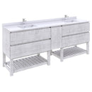 Fresca Formosa 84" Floor Standing Open Bottom Double Sink Modern Bathroom Cabinet w/ Top & Sinks in Rustic White FCB31-361236RWH-FS-CWH-U