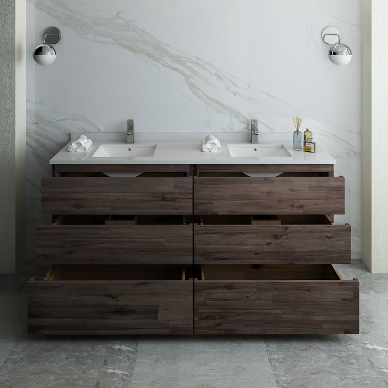 Fresca Formosa 72" Floor Standing Double Sink Modern Bathroom Cabinet with Top and Sinks FCB31-3636ACA-FC-CWH-U