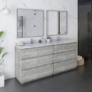 Fresca Formosa 72" Floor Standing Double Sink Modern Bathroom Cabinet with Top and Sinks in Ash FCB31-3636ASH-FC-CWH-U