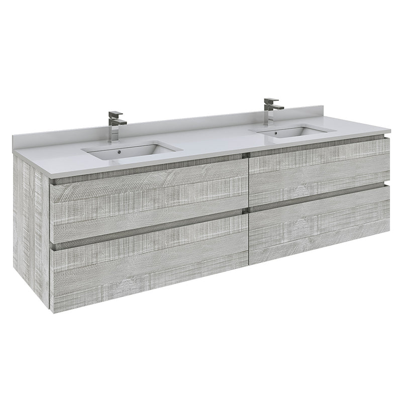 Fresca Formosa 70" Wall Hung Double Sink Modern Bathroom Cabinet in Ash FCB31-3636ASH