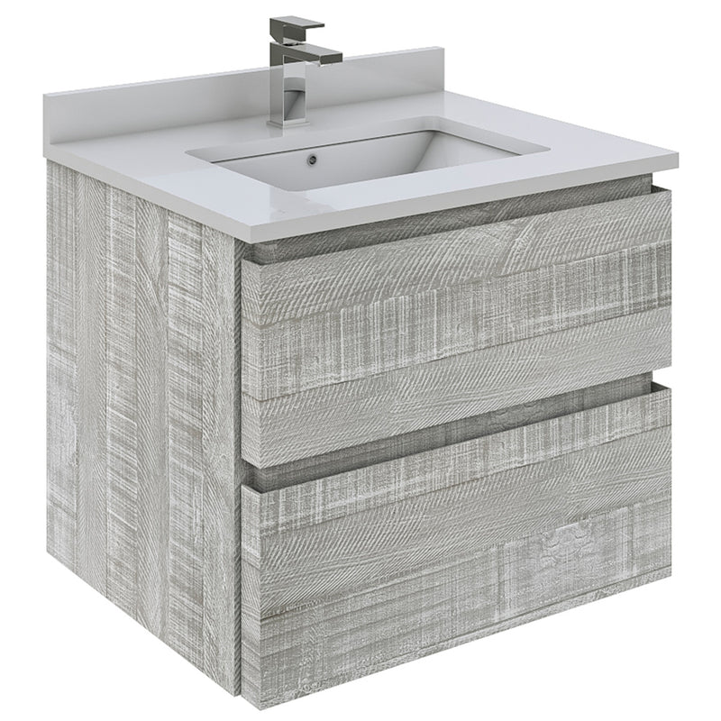 Fresca Formosa 24" Wall Hung Modern Bathroom Cabinet w/ Top & Sink in Ash FCB3124ASH-CWH-U