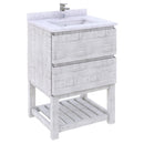 Fresca Formosa 24" Floor Standing Open Bottom Modern Bathroom Cabinet w/ Top & Sink in Rustic White FCB3124RWH-FS-CWH-U