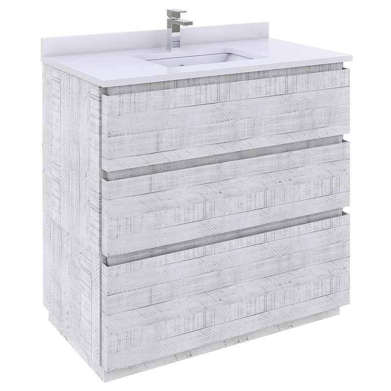 Fresca Formosa 35" Floor Standing Modern Bathroom Cabinet in Rustic White FCB3136RWH-FC